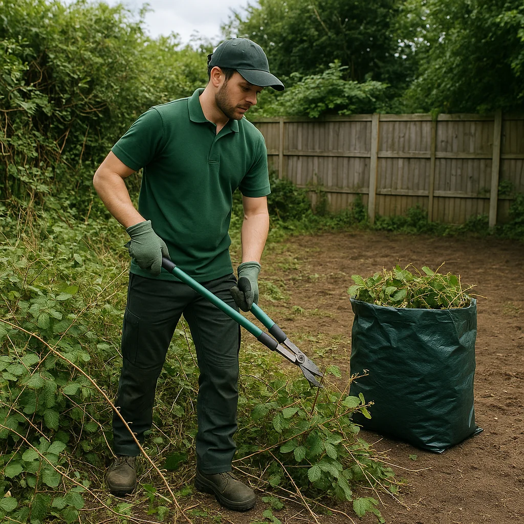 A gardener laying fresh turf for a new lawn in Kirkby-in-Ashfield